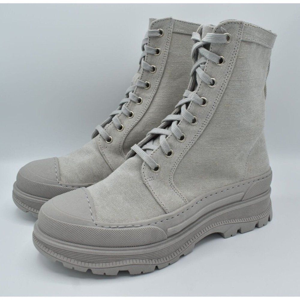 Free People Womens Size EU 38 US 8 Camp Out Dove Grey Canvas Combat Boots